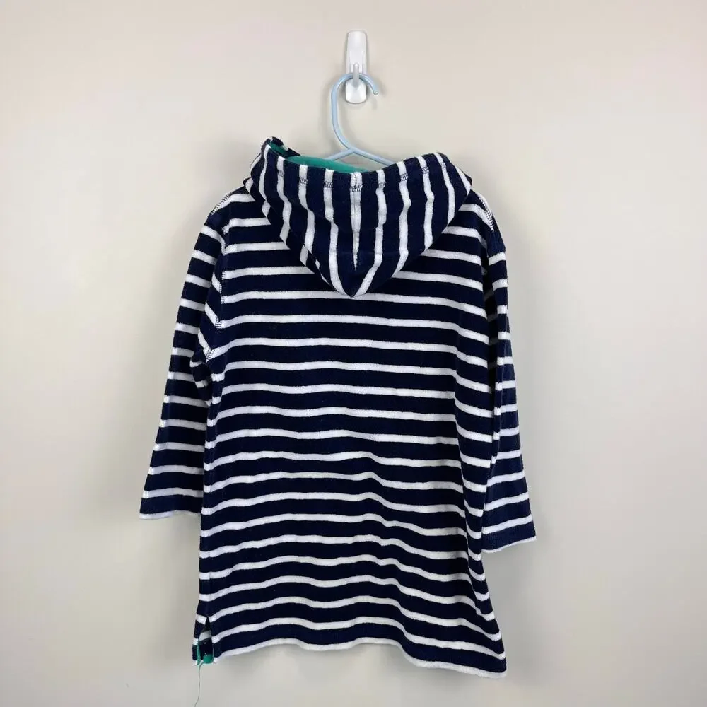 Mini Boden Navy & White Stripe Towelling Throw-On 5-6